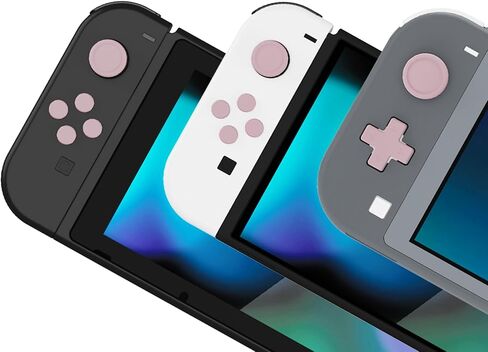 PlayVital Silicone Button Covers and Thumb Grip Set for Nintendo Switch/OLED Joycon/Switch Lite, ABXY Directional Key Button Caps for Nintendo Switch/OLED/Lite with Switch Lite D-Pad Button Cap, Pink in Saudi Arabia