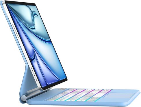 Magic Keyboard Case for iPad Air 11-inch(M2) 2024 & iPad Air 5th/4th Gen & iPad Pro 11 (4th/3rd/2nd/1st Gen), Keyboard with Multi-Touch Trackpad, Floating Magnetic Stand, Rainbow Backlit, White in Saudi Arabia