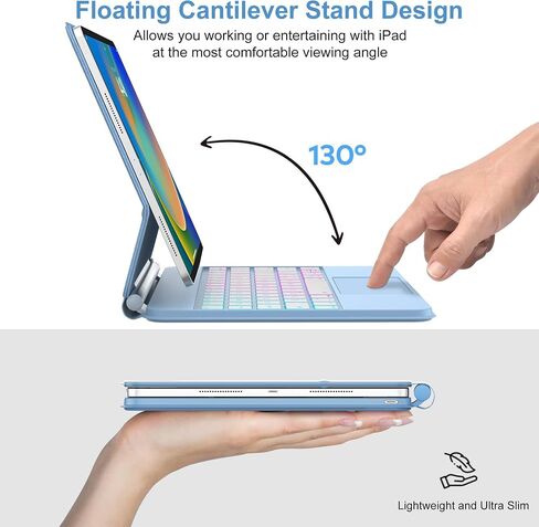 Magic Keyboard Case for iPad Air 11-inch(M2) 2024 & iPad Air 5th/4th Gen & iPad Pro 11 (4th/3rd/2nd/1st Gen), Keyboard with Multi-Touch Trackpad, Floating Magnetic Stand, Rainbow Backlit, White in Saudi Arabia