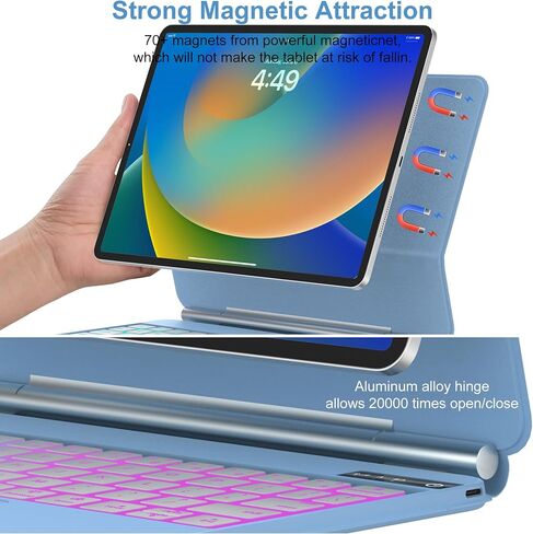 Magic Keyboard Case for iPad Air 11-inch(M2) 2024 & iPad Air 5th/4th Gen & iPad Pro 11 (4th/3rd/2nd/1st Gen), Keyboard with Multi-Touch Trackpad, Floating Magnetic Stand, Rainbow Backlit, White in Saudi Arabia