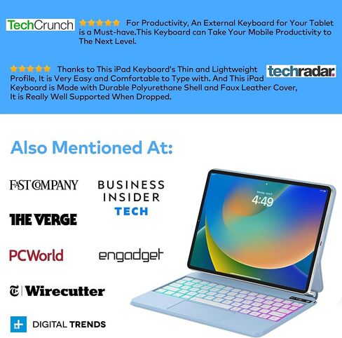 Magic Keyboard Case for iPad Air 11-inch(M2) 2024 & iPad Air 5th/4th Gen & iPad Pro 11 (4th/3rd/2nd/1st Gen), Keyboard with Multi-Touch Trackpad, Floating Magnetic Stand, Rainbow Backlit, White in Saudi Arabia
