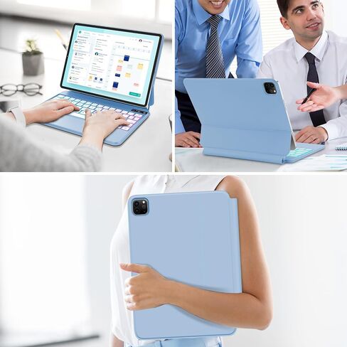 Magic Keyboard Case for iPad Air 11-inch(M2) 2024 & iPad Air 5th/4th Gen & iPad Pro 11 (4th/3rd/2nd/1st Gen), Keyboard with Multi-Touch Trackpad, Floating Magnetic Stand, Rainbow Backlit, White in Saudi Arabia