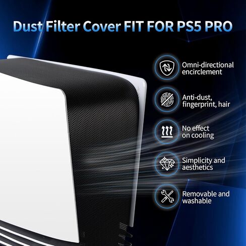 Dust Cover Net for PS5 Pro Console (Full Surround Version), New PS5Pro Heatsink Barrier Pets Hair Anti-dust Cover Dustproof for PlayStation 5 Pro Optical Drive/Digital Version Accessories-Black in Saudi Arabia