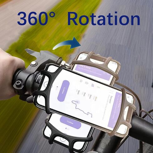 Bike Phone Mount, Motorcycle Handlebar, 360° Rotation Silicone Bicycle Phone Holder, Cell Phone Clamp, Scooter Phone Clip for iPhone and More 4.7" to 6.8" Smartphones (BLACK1) in Saudi Arabia