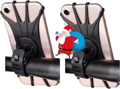 Bike Phone Mount, Motorcycle Handlebar, 360° Rotation Silicone Bicycle Phone Holder, Cell Phone Clamp, Scooter Phone Clip for iPhone and More 4.7" to 6.8" Smartphones (BLACK1) in Saudi Arabia