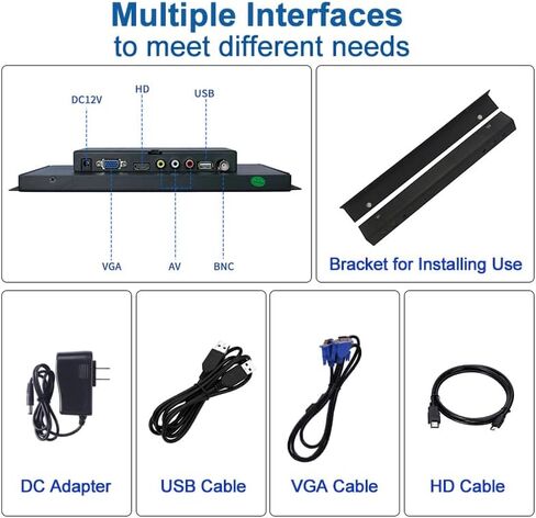 10.1 بوصة شاشة صناعية عالية السطوع 1000 NIT Sunlight دعم قابلة للقراءة HDMI/VGA/USB/BNC ، مكبرات صوت مدمجة مع مكبرات الصوت LCD عرض 1280 × 800 (بدون لمسة ، 10.1 بوصة) in Kuwait