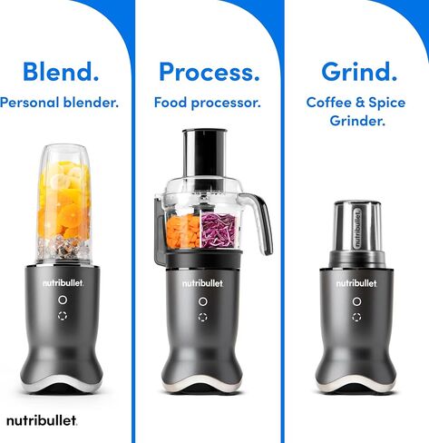 نظام مطبخ Nutribullet® Ultra Plus+ 3-1 ، نظام مطبخ 1200 واط مع خلاط ومعالج طعام وطاحونة القهوة والتوابل ، 32 أوقية و 24 أوقية كوب مزج ، معالج طعام 2-كوب ، رمادي Gunmetal in Kuwait