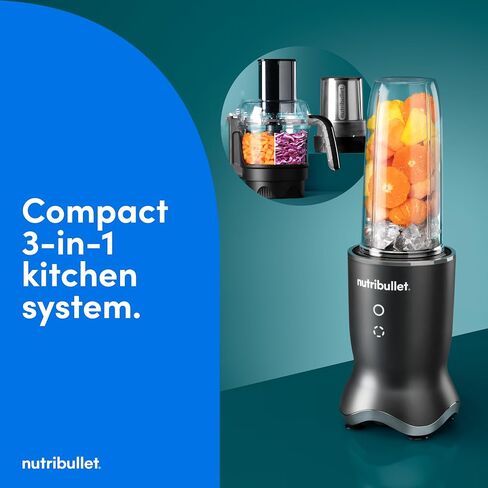 نظام مطبخ Nutribullet® Ultra Plus+ 3-1 ، نظام مطبخ 1200 واط مع خلاط ومعالج طعام وطاحونة القهوة والتوابل ، 32 أوقية و 24 أوقية كوب مزج ، معالج طعام 2-كوب ، رمادي Gunmetal in Kuwait