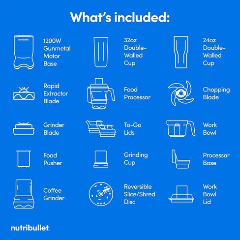 نظام مطبخ Nutribullet® Ultra Plus+ 3-1 ، نظام مطبخ 1200 واط مع خلاط ومعالج طعام وطاحونة القهوة والتوابل ، 32 أوقية و 24 أوقية كوب مزج ، معالج طعام 2-كوب ، رمادي Gunmetal in Kuwait