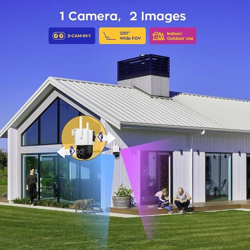 [2-in-1 CAM] XMARTO 16CH Security Camera System Outdoor Wireless, 4pcs 2-in-1 Cameras, 16CH 4K Long Range WiFi 6 Surveillance DVR NVR Kit, Pan Tilt Zoom 4MP QHD Home CCTV Camera Set w. 1TB Hard Disk in Kuwait