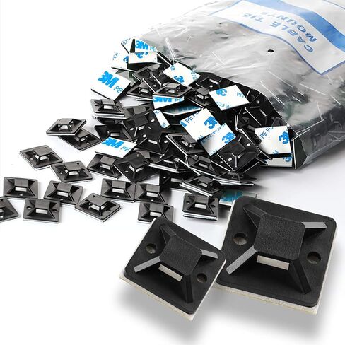 10Gtek Self Adhesive Cable Tie Mounts - 3M Strongly Adhesive-Backed Zip Tie Base Holders for Home, Office Cable Wire Management(21mm x 21mm, Black, 100pack) in Saudi Arabia