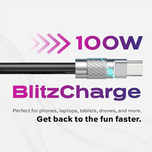 Statik tsumocharge USB Type C إلى USB Type C Cable 6ft ، 2M 100W الشحن السريع ، كابل السيليكون السائل ، نقل بيانات الدعم in Kuwait