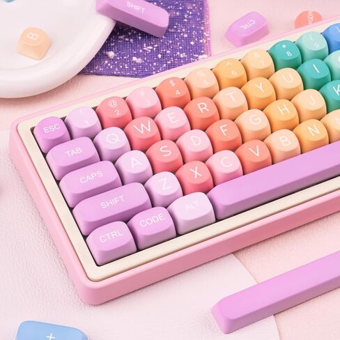 PBT Keycaps 126 Keys MOA Keycaps Black Purple Custom Keyboard Keycaps Set 5 Side Dye Sublimation Keycaps for Cherry Gateron MX Switches Keyboards in Saudi Arabia