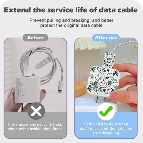 CameCosy DIY Cable Protector for iPhone 18W/20W Adapter, Leather Camellia Flowers Design Data Line Cable Wire Saver Phone Charging Protector for iPhone Charger-Light Green in Saudi Arabia