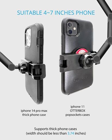 Upgrade Rear View Mirror Phone Holder Mount for Car, Aluminum Multi-Directional metal arms and 360-degree Rotatable Retractable, Auto Essentials Accessories Compatible with iphone android phones in Saudi Arabia
