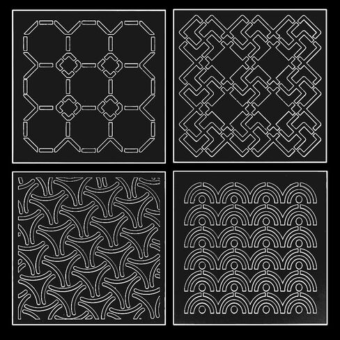 FreeBloss 4pcs قالب Sashiko Acrylic Sashiko stencil Sashiko Stencil Stency مجموعة أزهار الكرز الأداة التطريز Acrylic Sashiko قالب ليلحف اليدين والتطريز 4.7 * 4.7 بوصة in Saudi Arabia