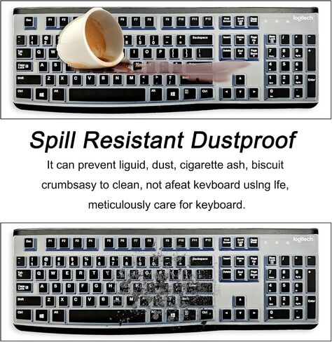 Keyboard Cover Skin Protector for Logitech MK120 K120, Ergonomic Wireless Keyboard, USLayout, Water and Dust Resistant Keyboard Skin, Easy to Clean (Mint Green) in Saudi Arabia