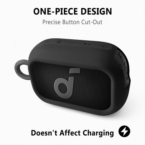 Geiomoo Soft Silicone Case for Anker Soundcore Select 4 Go Speaker, Protective Portable Scratch Shock Resistant Cover (Black) in Kuwait