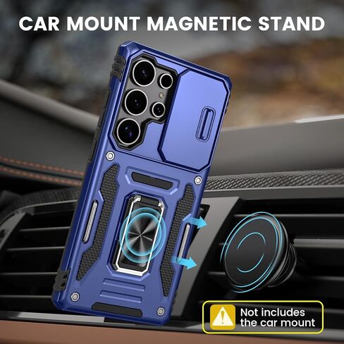 Maxdara for Galaxy S25 Ultra Case, with Slide Camera Cover & Built-in Rotating Kickstand Ring & 1 Pack Privacy Screen Protector Stand Phone Case for Samsung Galaxy S25 Ultra 6.9 Inch, Black in Saudi Arabia