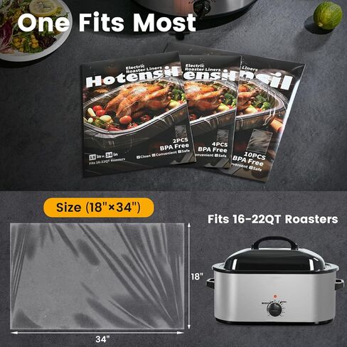 Electric Roaster Liners & Slow Cooker Liners, 4 Count 34 x 18 Inch Universal Fit for 16-22 Quart Roasters, Mess-Free Cooking, Disposable Oven Liners for Easy Cleanup, Cooking Bag in Saudi Arabia