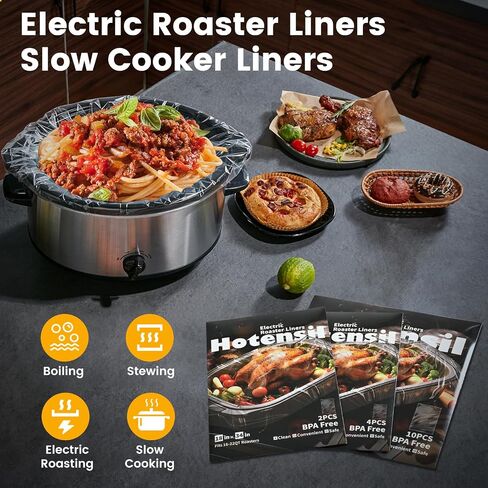 Electric Roaster Liners & Slow Cooker Liners, 4 Count 34 x 18 Inch Universal Fit for 16-22 Quart Roasters, Mess-Free Cooking, Disposable Oven Liners for Easy Cleanup, Cooking Bag in Saudi Arabia