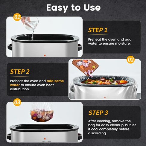 Electric Roaster Liners & Slow Cooker Liners, 4 Count 34 x 18 Inch Universal Fit for 16-22 Quart Roasters, Mess-Free Cooking, Disposable Oven Liners for Easy Cleanup, Cooking Bag in Saudi Arabia