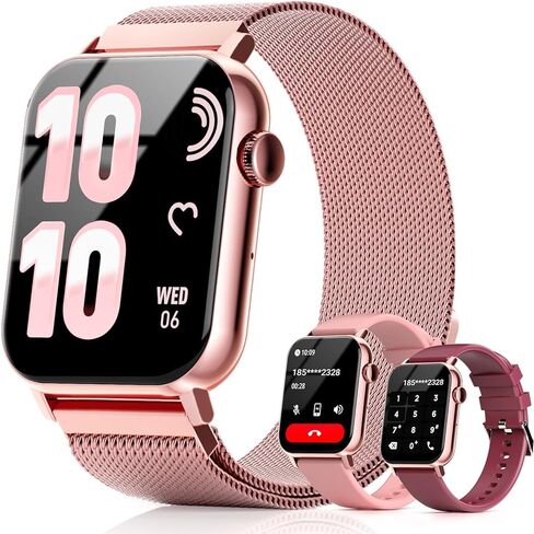Smart Watches for Women, 1.83" HD Fitness Tracker (Answer/Make Calls), 120+ Sport Modes with Heart Rate/Sleep Monitor, IP68 Waterproof, 3 Bands, Fitness Watch for iOS Android, Pink in Saudi Arabia