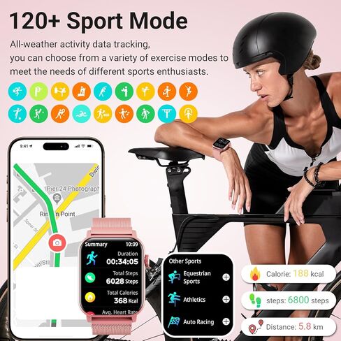 Smart Watches for Women, 1.83" HD Fitness Tracker (Answer/Make Calls), 120+ Sport Modes with Heart Rate/Sleep Monitor, IP68 Waterproof, 3 Bands, Fitness Watch for iOS Android, Pink in Saudi Arabia