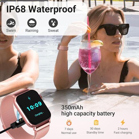 Smart Watches for Women, 1.83" HD Fitness Tracker (Answer/Make Calls), 120+ Sport Modes with Heart Rate/Sleep Monitor, IP68 Waterproof, 3 Bands, Fitness Watch for iOS Android, Pink in Saudi Arabia