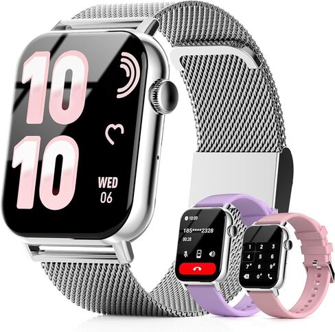 Smart Watches for Women, 1.83" HD Fitness Tracker (Answer/Make Calls), 120+ Sport Modes with Heart Rate/Sleep Monitor, IP68 Waterproof, 3 Bands, Fitness Watch for iOS Android, Pink in Saudi Arabia