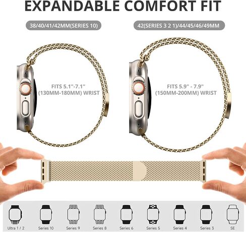 Sunnywoo Milanese metal band Compatible with Apple Watch Bands 42mm 44mm 45mm 46mm 49mm 38mm 40mm 41mm for Men Women, Stainless Steel Mesh strap for iWatch Ultra 2 Series 10 9 8 7 6 SE 5 4 3 2 1 Black in Saudi Arabia