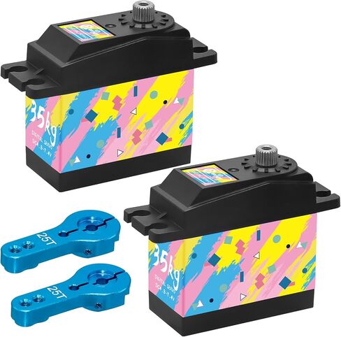 RC Digital Servo ، 35 كجم معدات الصلب سيرفو عزم الدوران مع 25T Servo Horn لـ 1/12 1/10 RC Car RC Crawler Robot Boat ، نمط هندسي 1 PCS in Kuwait