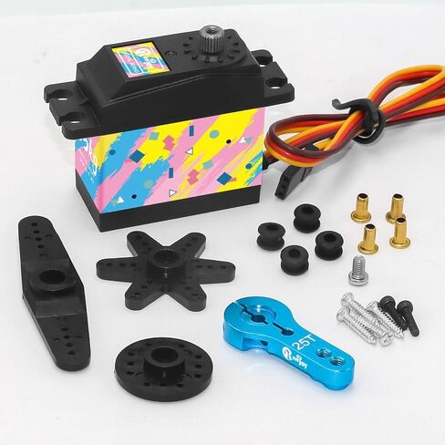 RC Digital Servo ، 35 كجم معدات الصلب سيرفو عزم الدوران مع 25T Servo Horn لـ 1/12 1/10 RC Car RC Crawler Robot Boat ، نمط هندسي 1 PCS in Kuwait