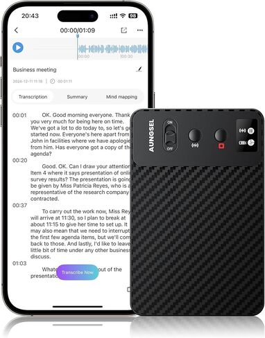 AI Voice Recorder, Free Transcribe & Summarize AI Audio Recorder, Support 121 Languages, 64GB Memory, Wireless Charging, App/Web Control, Digital Recording Device for Lectures, Meetings, Calls, Black in Saudi Arabia