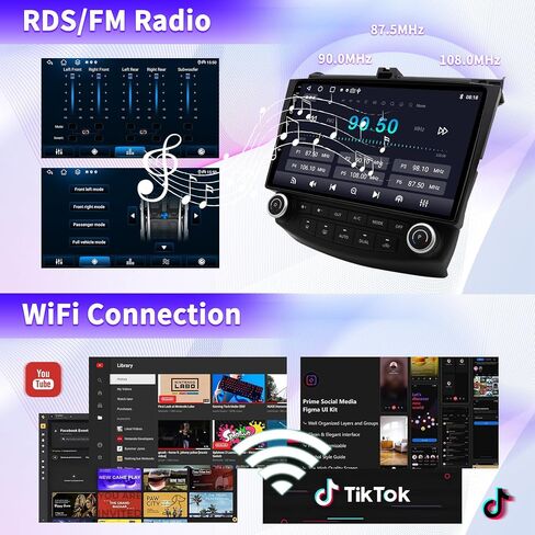 Car Radio Stereo for Honda Accord 7th 2003 2004 2005 2006 2007, Android 13 2G+64G Wireless Carplay Android Auto, 10 inch Touchscreen Car Radio Bluetooth WiFi GPS Navi FM/AM Head Unit, Backup Camera in Saudi Arabia