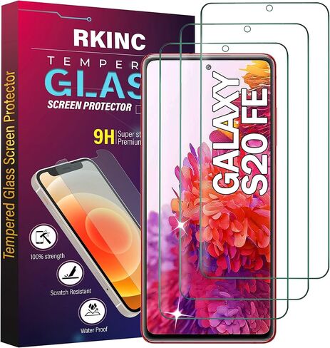 RKINC Screen Protector [2 + 2 Pack] for Samsung Galaxy S20 FE 5G, Tempered Glass Film Screen Protector & 2 Camera lens Protector [LifetimeWarranty][Anti-Scratch][Anti-Shatter] in Saudi Arabia