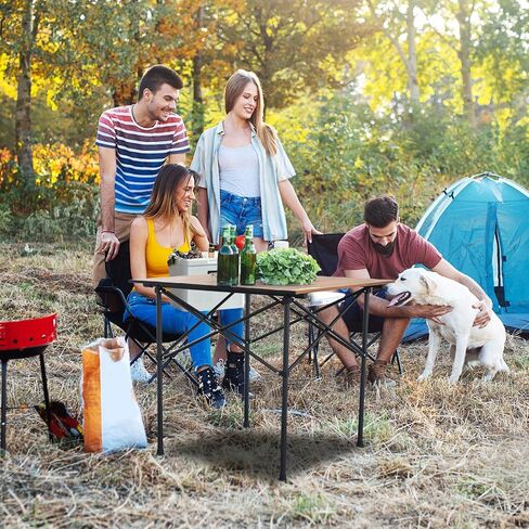 WILDROOTS Folding Camping Wood Grain Brown Table with Carry Bag, Lightweight Aluminum Table for Outdoor, Camping, Picnic, Cooking, Backyards, BBQ (XL) in Saudi Arabia