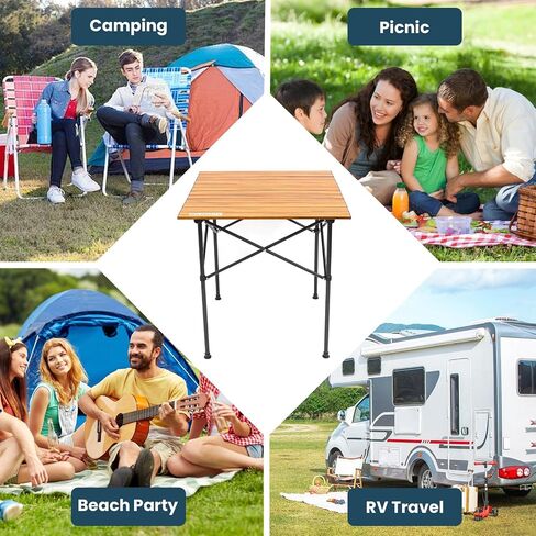 WILDROOTS Folding Camping Wood Grain Brown Table with Carry Bag, Lightweight Aluminum Table for Outdoor, Camping, Picnic, Cooking, Backyards, BBQ (XL) in Saudi Arabia