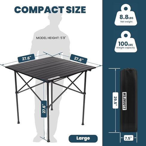 WILDROOTS Folding Camping Wood Grain Brown Table with Carry Bag, Lightweight Aluminum Table for Outdoor, Camping, Picnic, Cooking, Backyards, BBQ (XL) in Saudi Arabia