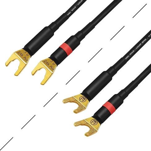 WORLDS BEST CABLES 6 Foot WBC-GOLD-LOCAP-SPKR-12 AWG - Low-Capacitance - Low-Inductance - High Purity OFC - Audiophile HiFi Speaker Cable Pair with Eminence Gold Banana Plugs in Kuwait