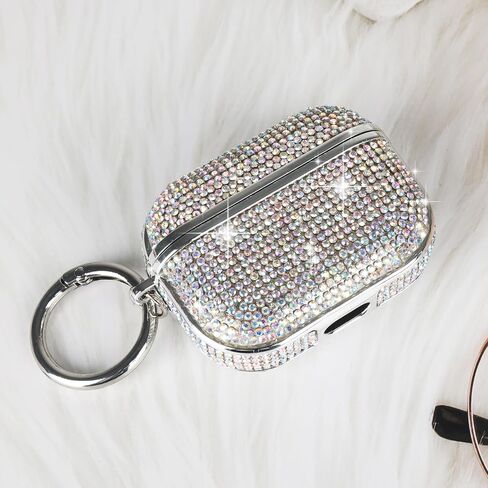 LUVI for AirPods 4 Diamond Case Rhinestone Bling Glitter Crystal Shiny Sparkle Cute for AirPods 4 Cover for Girls Women Wireless Charging Luxury Skin for Apple AirPods 4 Silver in Saudi Arabia