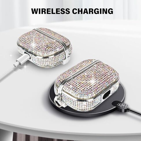 LUVI for AirPods 4 Diamond Case Rhinestone Bling Glitter Crystal Shiny Sparkle Cute for AirPods 4 Cover for Girls Women Wireless Charging Luxury Skin for Apple AirPods 4 Silver in Saudi Arabia