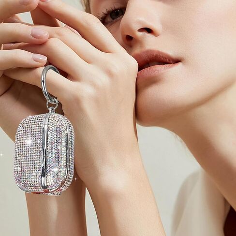 LUVI for AirPods 4 Diamond Case Rhinestone Bling Glitter Crystal Shiny Sparkle Cute for AirPods 4 Cover for Girls Women Wireless Charging Luxury Skin for Apple AirPods 4 Silver in Saudi Arabia