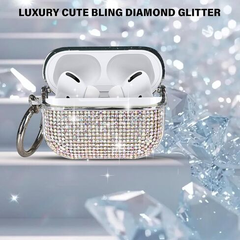 LUVI for AirPods 4 Diamond Case Rhinestone Bling Glitter Crystal Shiny Sparkle Cute for AirPods 4 Cover for Girls Women Wireless Charging Luxury Skin for Apple AirPods 4 Silver in Saudi Arabia