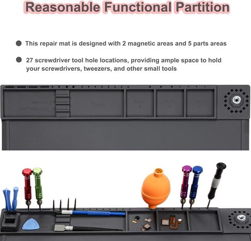 Silicone Soldering Mat Heat Resistant 932°F, Expanding the Repair Area Electronic Repair Work Mat, Insulation Silicone Repair Mat with Magnetic Area, Cell Phone Laptop Repair, SI-02 in Kuwait