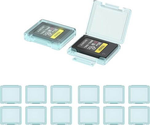 KIWIFOTOS 12 Pack CFexpress Type-A Memory Card Case Transparent with Labels Stickers CF Card Anti-Shock Storage Card Holder in Kuwait