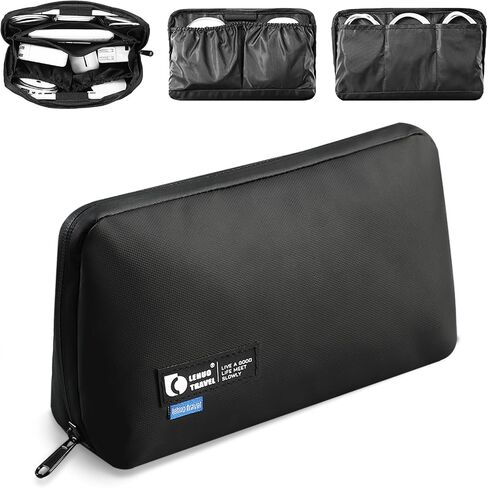 RIGHT AWAY Electronic Organizer, Travel Tech Pouch with Water Resistant Storage -Cord Organizer Bag to Carry Phone, Charger, Hard Drive, Power Bank & Accessorie Travel Essentials(BLACK) in Saudi Arabia