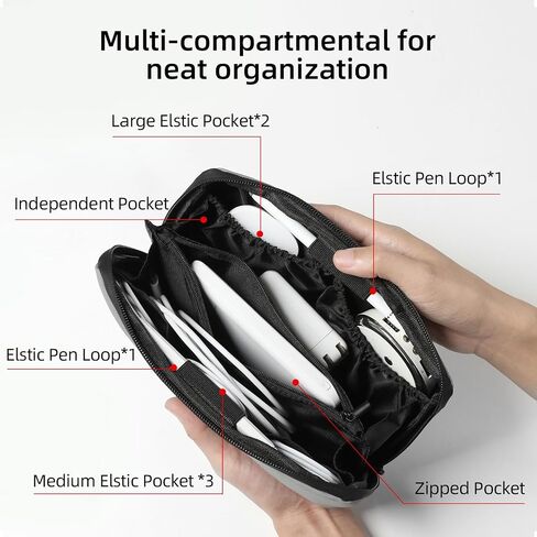 RIGHT AWAY Electronic Organizer, Travel Tech Pouch with Water Resistant Storage -Cord Organizer Bag to Carry Phone, Charger, Hard Drive, Power Bank & Accessorie Travel Essentials(BLACK) in Saudi Arabia