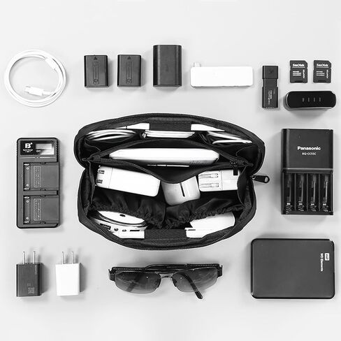 RIGHT AWAY Electronic Organizer, Travel Tech Pouch with Water Resistant Storage -Cord Organizer Bag to Carry Phone, Charger, Hard Drive, Power Bank & Accessorie Travel Essentials(BLACK) in Saudi Arabia
