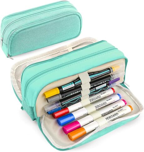 Mesh Pencil Case 3 Pack Clear Pency Pouch ، حقيبة قلم رصاص ، حقيبة مستحضرات التجميل التجميلية للمحفظة ، اللوازم المدرسية الأساسية للكلية (أسود) in Kuwait
